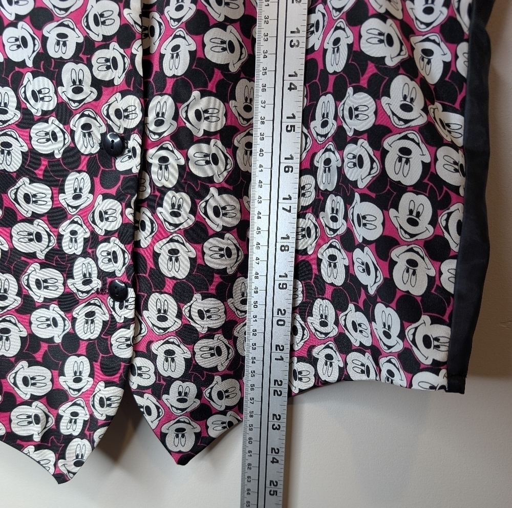 Vintage Disney Mickey Unlimited One Size Fits Most Button Down Mikey Pink Vest - Picture 7 of 10